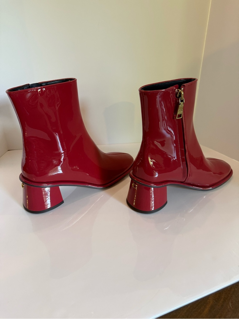 Coach Red Patent Leather Block Heel Boots - Picture 5 of 12